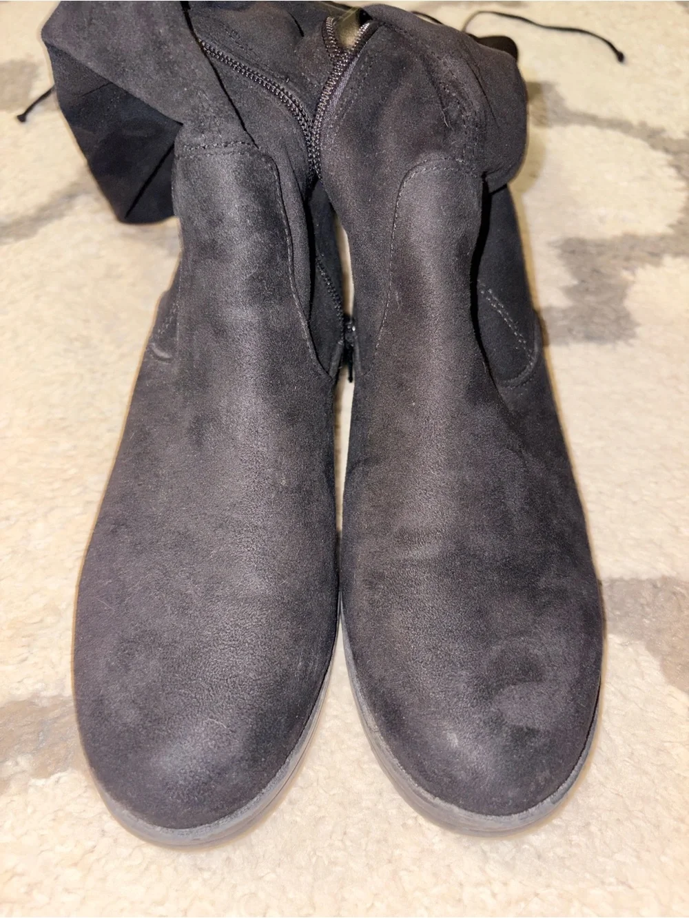 Black Over-the-Knee Suede Riding Boots - Women